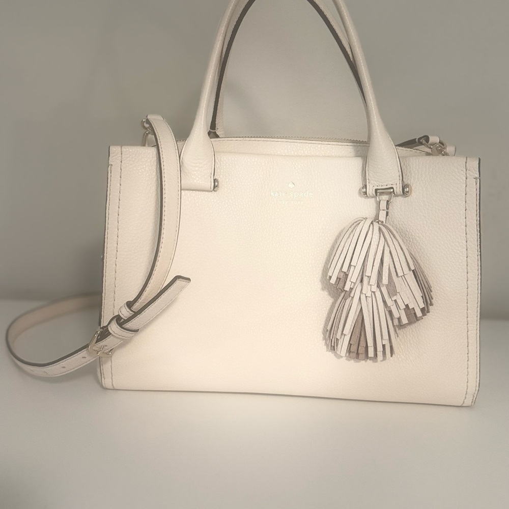 Kate Spade Cream Leather Tote Bag